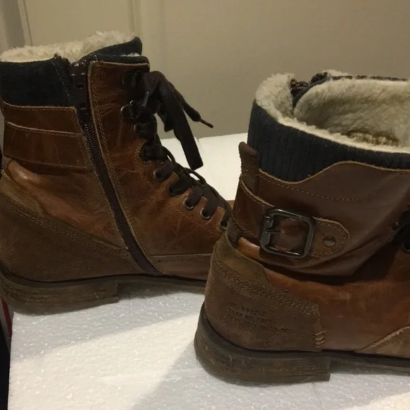 RARE! Steve Madden mens leather suede faux fur lined Osborne combat boots size 8